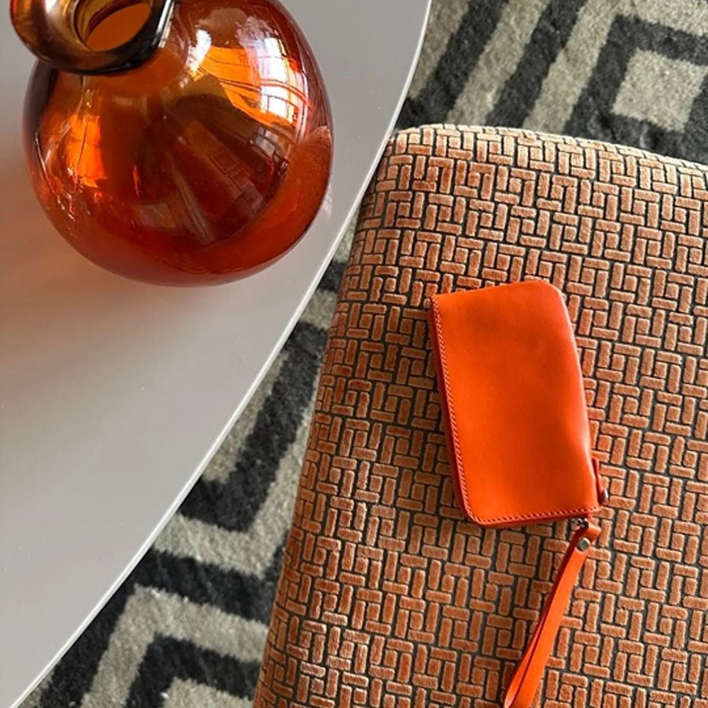 Mini Orange Wristlet Wallet Card Holder
